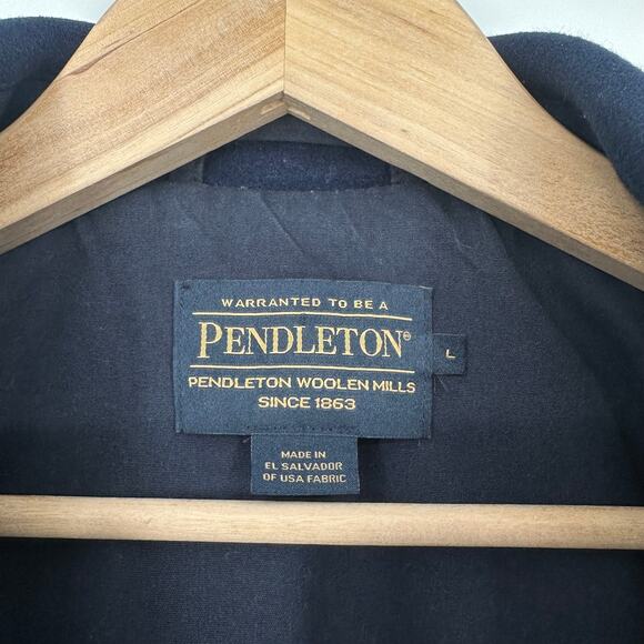 Pendleton 100% Wool Jacket Full Zip Collared Bomber Winter Coat, Navy Blue - Picture 10 of 13